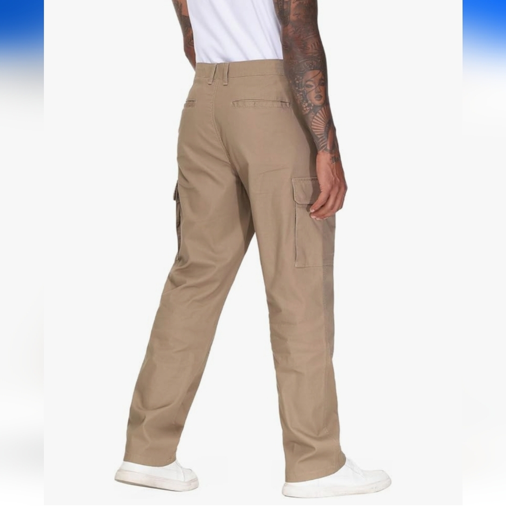 Tan Cargo Pants with Relaxed Fit and Cotton Blend Men's Size 34x30